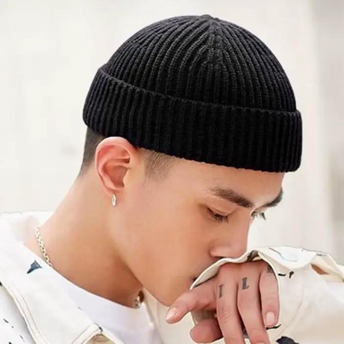 2024 nouveau chapeau hommes hiver couleur unie tout-match pastèque Hip Hop vente chaude tricot