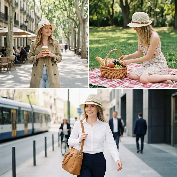 Chapeau de paille brodé élégant pour femme - Accessoire de mode estival | Structure tricotée