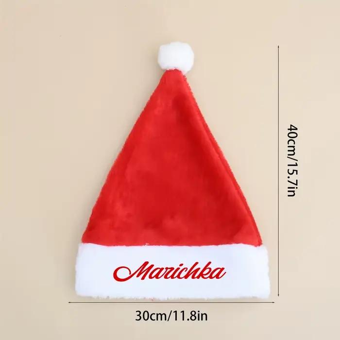Chapeau de père noël en peluche rouge et blanc personnalisé