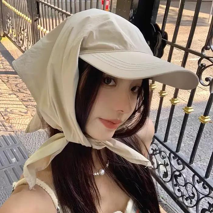 1 pièce Casquette-foulard coréenne à lanières pour femmes et filles