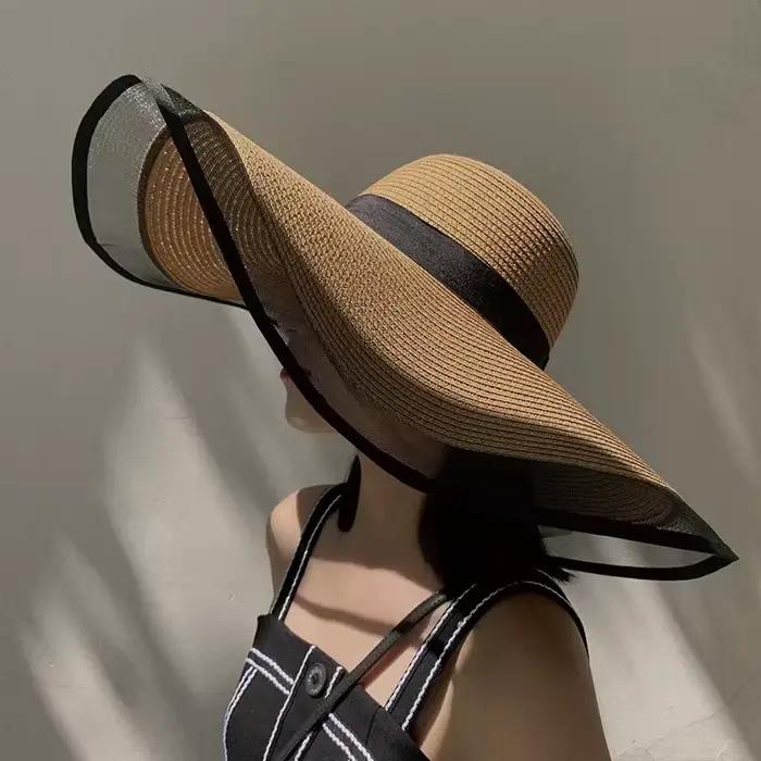 1 pièce Chapeau de soleil à grandes bords ondulés pour femme