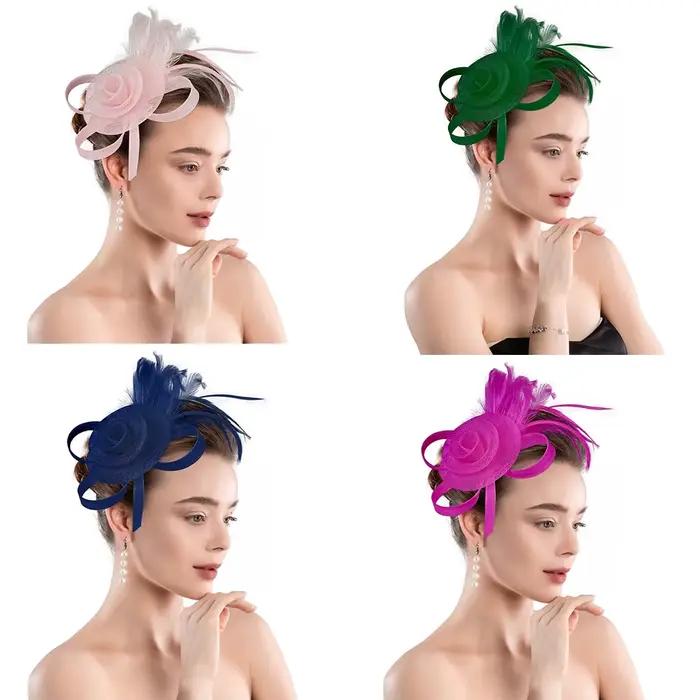 Fascinator élégant avec clip pour cheveux, bandeau pour femmes, style festival, couvre-chef pour mariage et cérémonie, polyester, pour toutes les saisons et occasions formelles