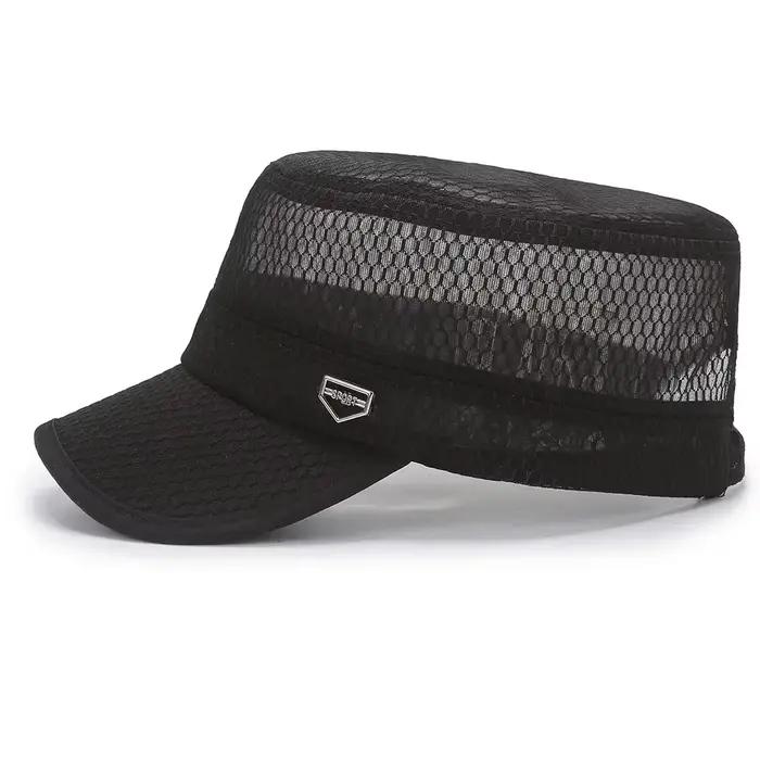 TOHUIYAN chapeau militaire pour hommes été respirant maille armée casquette décontracté os papa chapeaux rue mode toit plat cadets casquettes pour les femmes