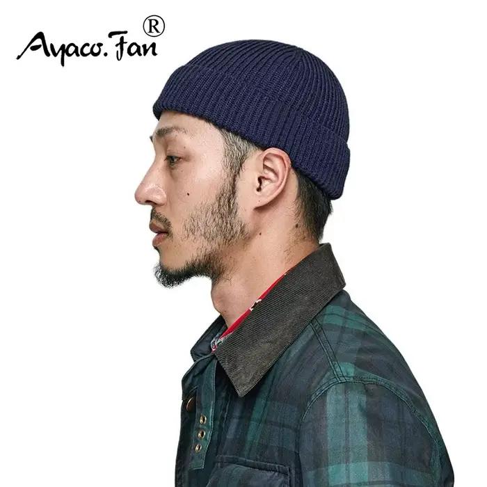 Bonnet tricoté solide doux extensible casquettes pour automne hiver hommes