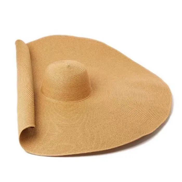 Chapeaux de paille de plage surdimensionnés pour femmes disquette
