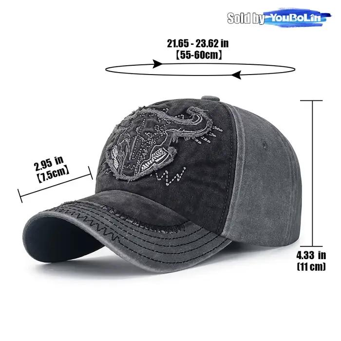 Casquette de baseball tête de taureau brodée