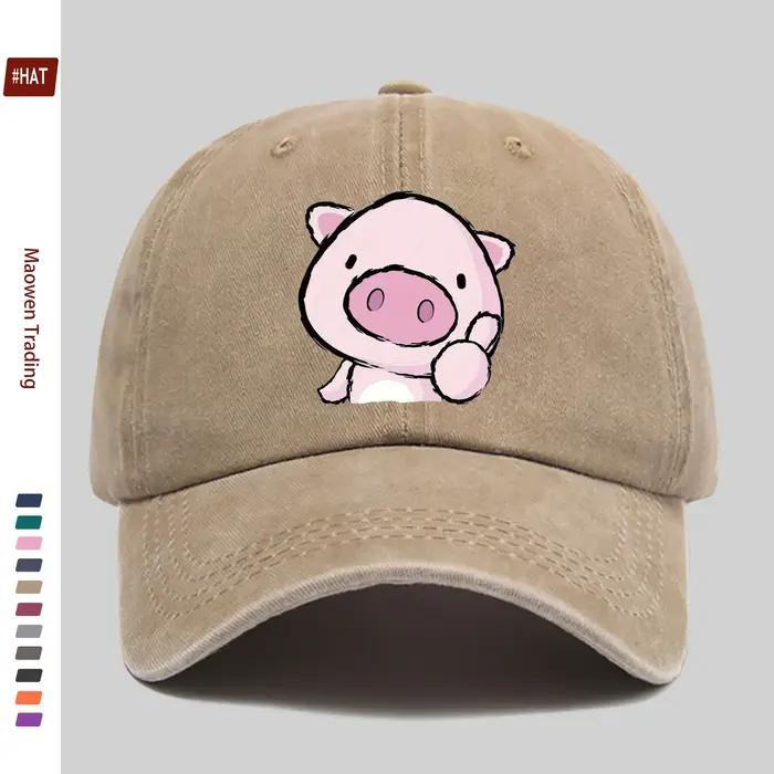 1 pièce Casquette de baseball rose à imprimé cochon mignon