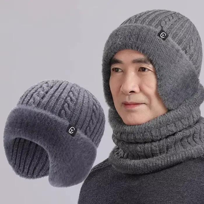 Chapeau bomber tricoté pour hommes protection des oreilles casquette de cyclisme en plein air coupe-vent pour temps froid automne hiver usage quotidien personnes agées
