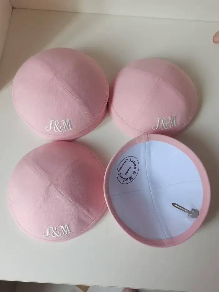 Kippot en lin rose personnalisé