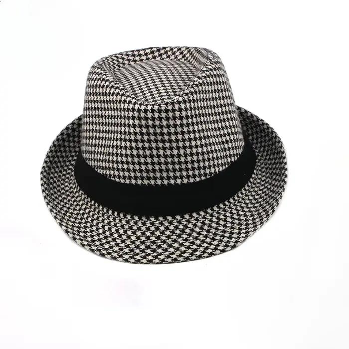 Printemps été nouveau moyen âge hommes haut-de-forme mode tricoté Jazz Gentleman noir Chapeay Fedoras seau chapeau casquettes