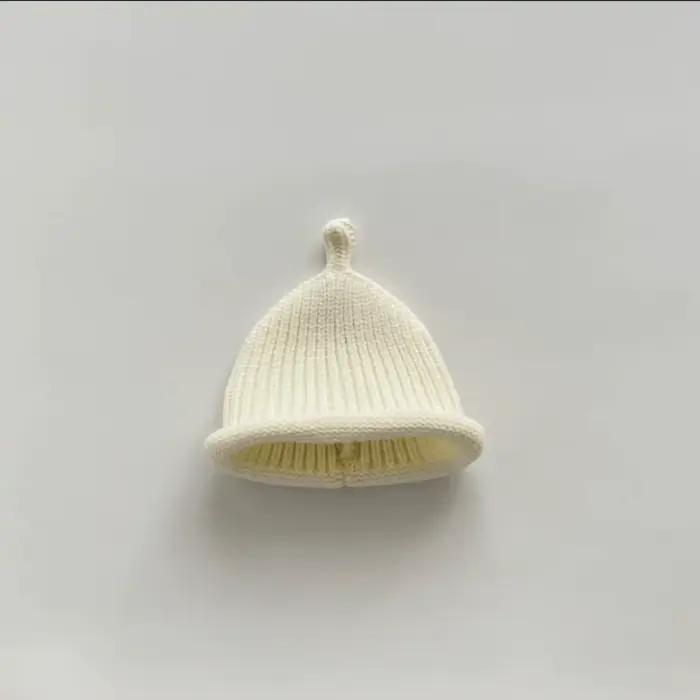 Mignon Style coréen bébé tricot casquette couleur unie épais