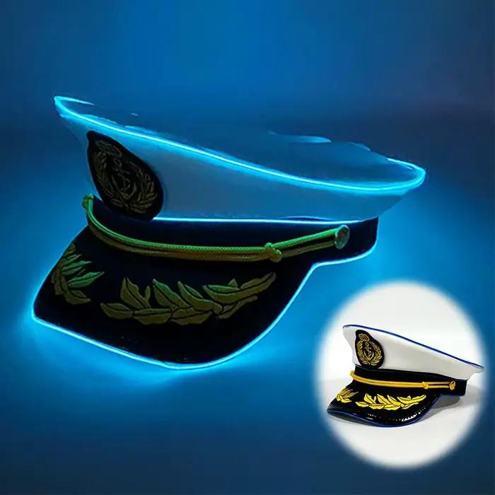 Chapeau Capitaine Yacht Casquette Lumineuse Blanc Marin Hommes Femmes Occasions Spéciales Cosplay Halloween Costume