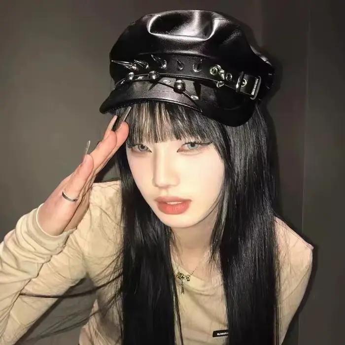 Béret en cuir PU tendance pour femme