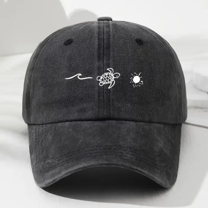 Casquette de baseball imprimée à motif de tortue pour le style décontracté quotidien