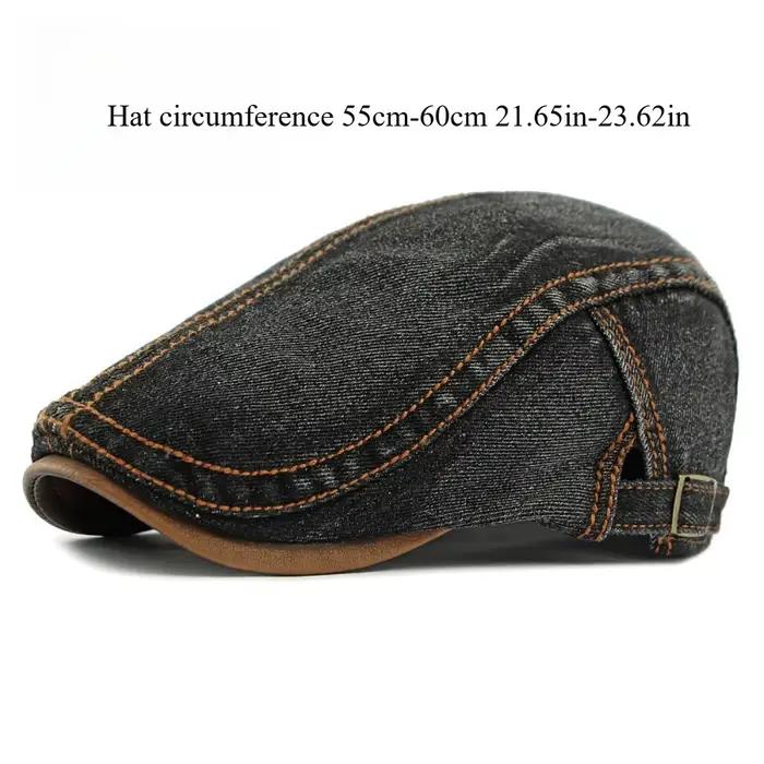 Béret en jean délavé, casquette britannique vintage à visière