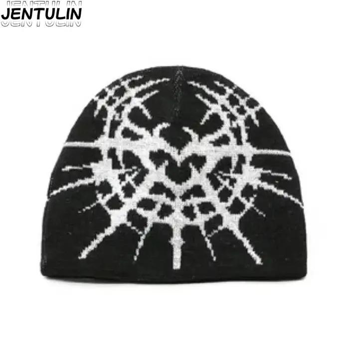 Chapeau en forme de cœur jacquard tricot pour homme et femme, accessoire de mode punk, design géométrique, tricot acrylique, style sport, hiver et soirées festives