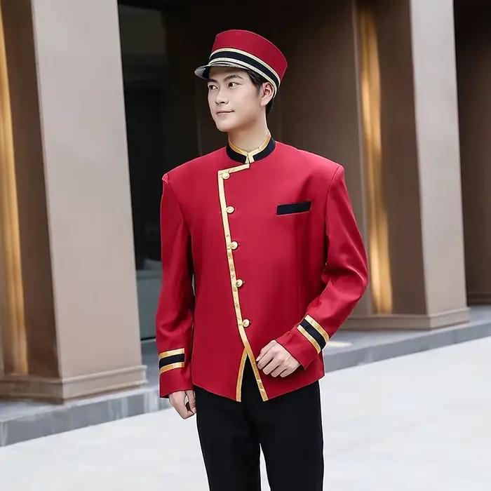 Chapeau de réception d'hôtel rouge pour hommes