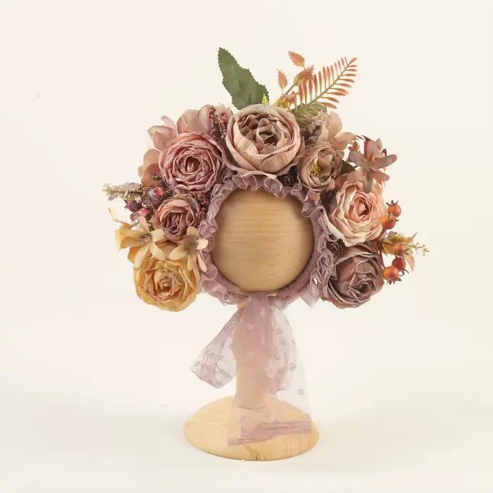 Bonnet Floral Vintage pour bébé fille