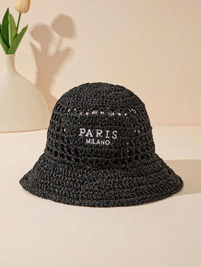 Chapeau de paille fait main au crochet pour femme