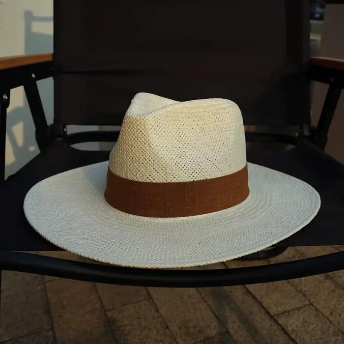 Chapeau de jazz Panama tissé blanc rétro français pour hommes et femmes