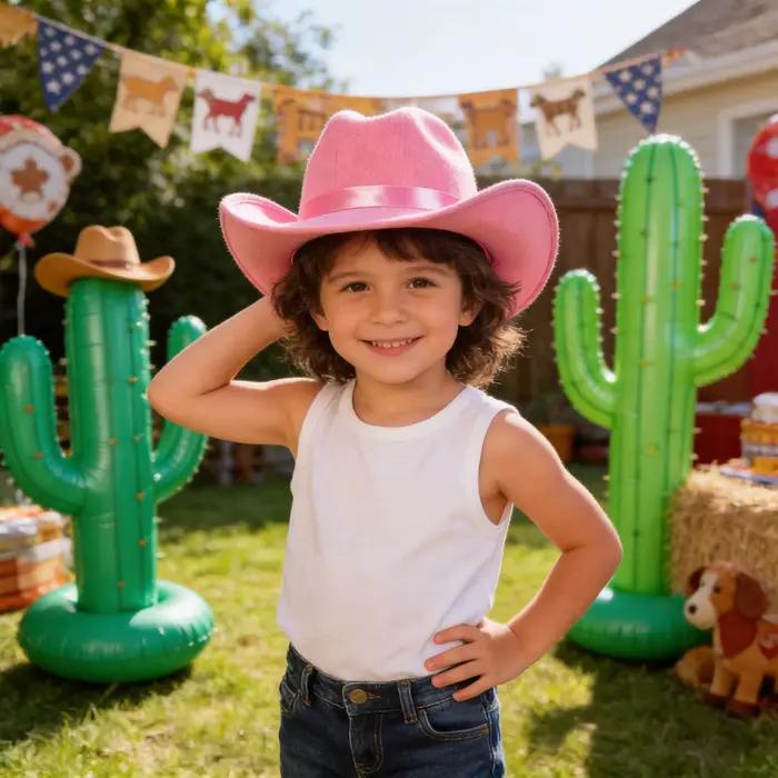Chapeau de cowboy rose pour enfants