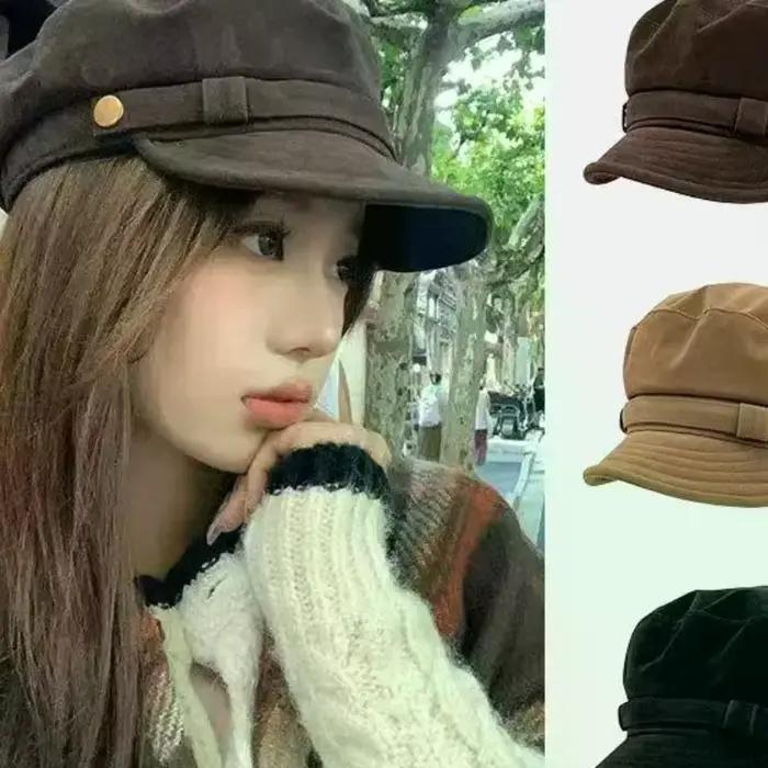 Béret rétro en daim pour femmes