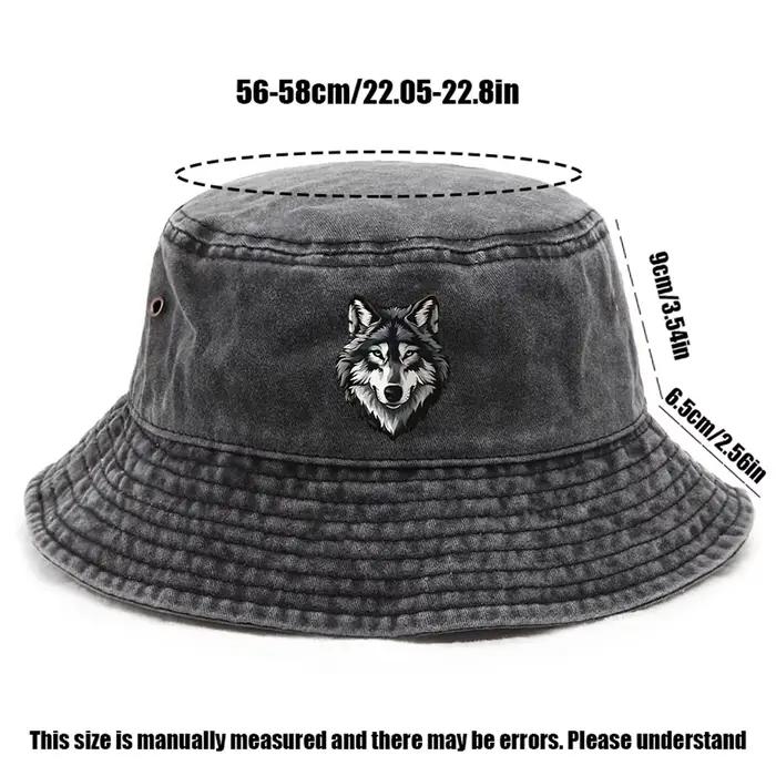 Un chapeau de pêcheur unisexe à tête de loup - Design de visage