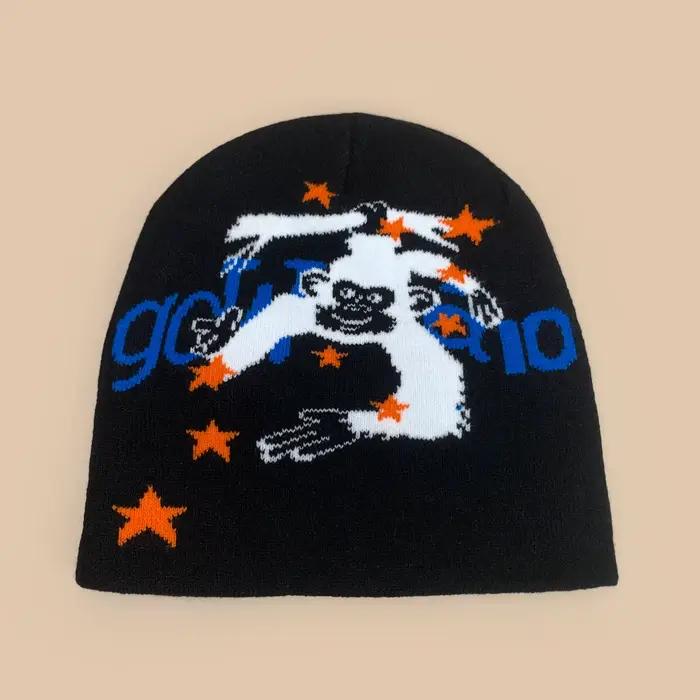 Nouveaux Bonnets Tricotés Jacquard Orang-outan Étoilé Style Niche pour Hommes et Femmes