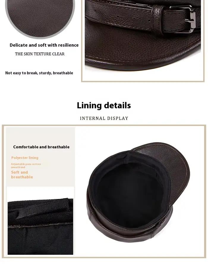 Chapeau en cuir véritable pour hommes