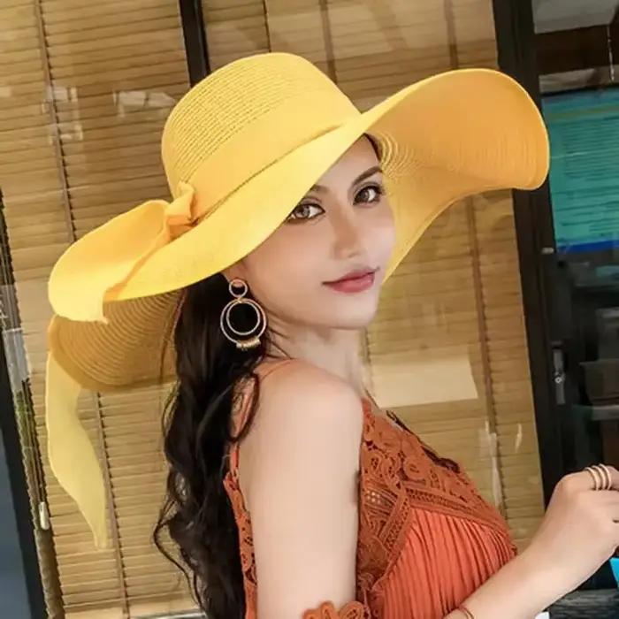 Chapeau de soleil en paille pour femmes