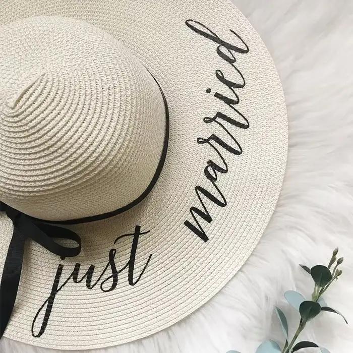 Chapeau souple nuptial pour mariage fiançailles voyage lune de miel vacances piscine jardin plage accessoire photo cadeau HGDTFF