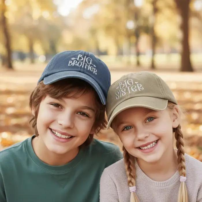 Casquette de baseball en coton délavé style rétro pour frères et sœurs protection solaire ajustement réglable occasions estivales sorties familiales cadeaux de naissance anniversaires