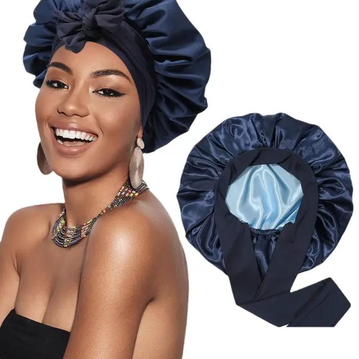Nouveau Bonnet Double couche en Satin solide
