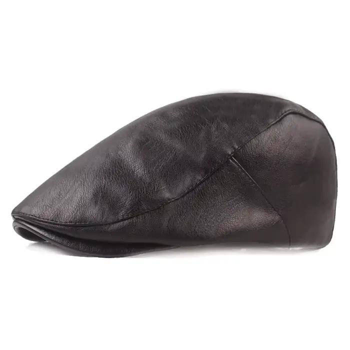 Béret élégant en cuir PU pour hommes et femmes