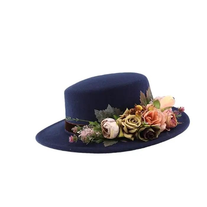 Chapeau à fleurs à larges bords pour femmes