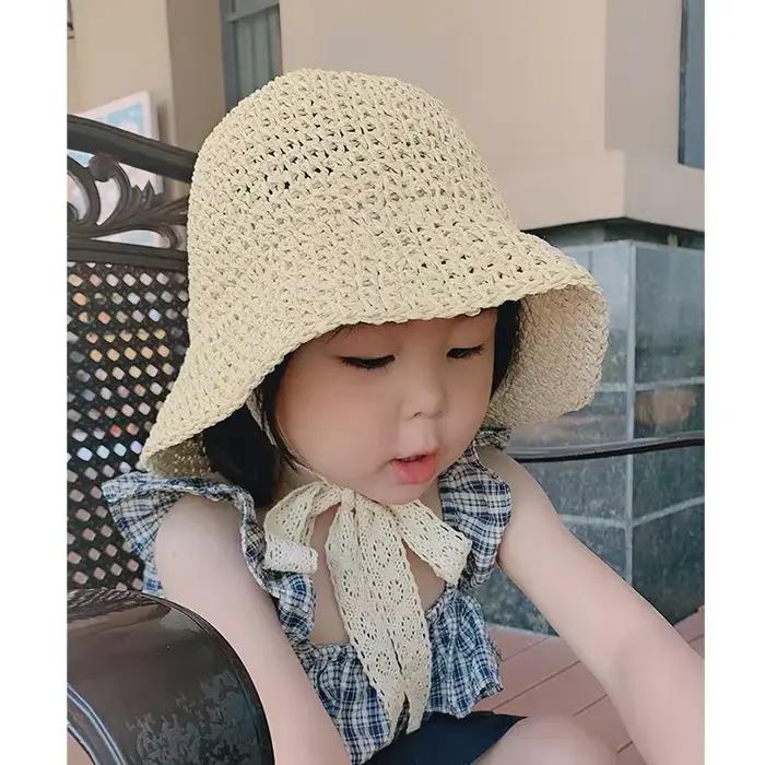 Chapeau de paille de style coréen pour petites filles de 1 à 6 ans