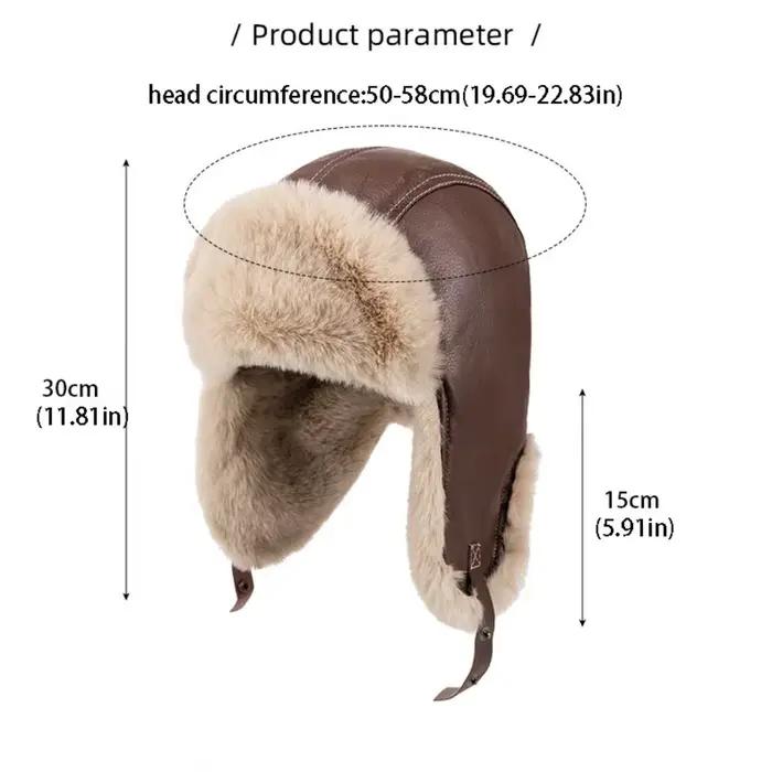 Chapeau de pilote d'hiver en cuir Pu