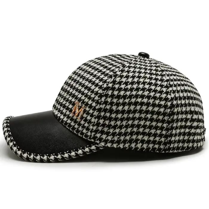 Casquette FS marron à carreaux britanniques unisexe vintage sportive pour hommes et femmes quatre saisons occasionnellement sport adaptée à tous les visages