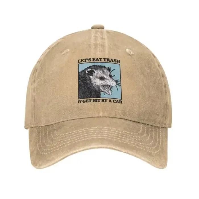 Eat Trash Get Hit By A Car Casquette de baseball Hip Hop Femmes Hommes Réglable Possum Amoureux Papa Chapeau Style