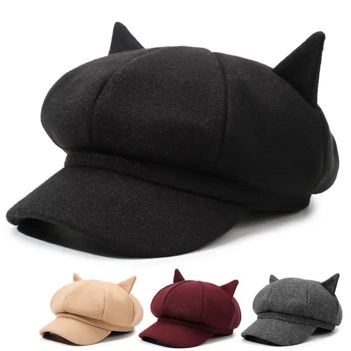 Chapeau octogonal avec oreilles de chat mignon