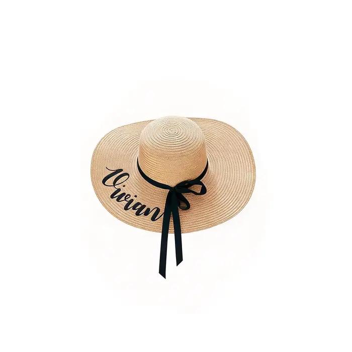 Chapeau de plage souple personnalisé pour mariée