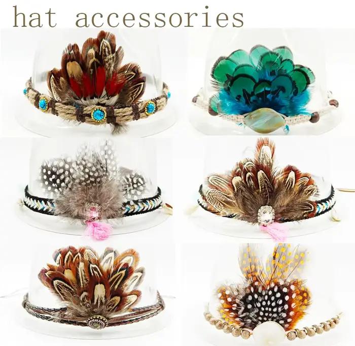 Accessoires de chapeau tricotés en plumes pour hommes et femmes