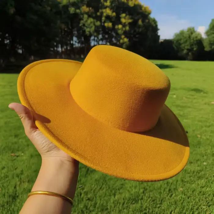 9 couleurs à large bord doux fedora Canotier Chapeau Flat Top