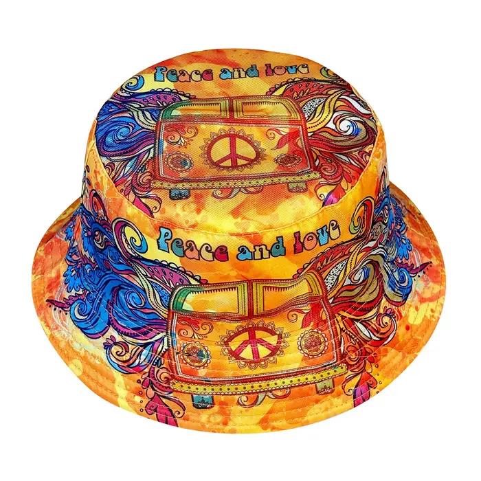 Chapeau de pêcheur coloré Peace and Love