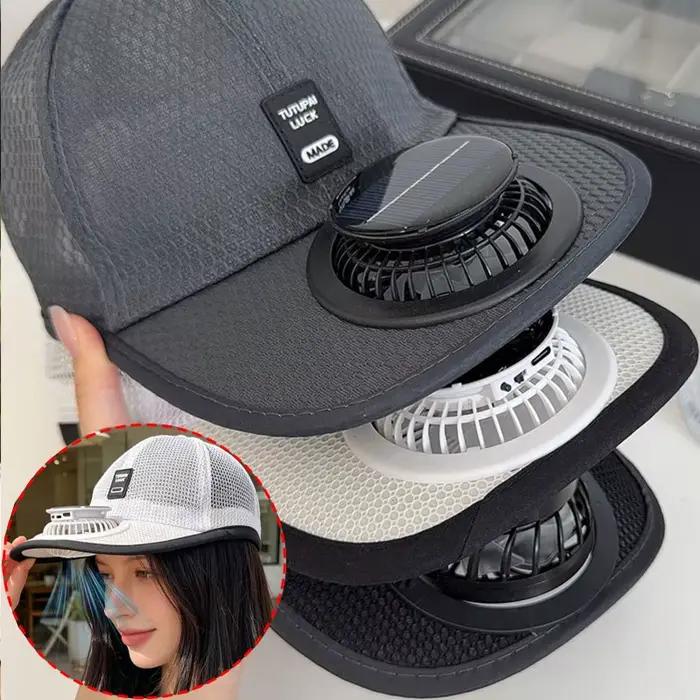 Casquette solaire ventilée en maille polyester protection UV rechargeable USB mode double alimentation pour hommes femmes occasions extérieures de plein air voyage printemps été