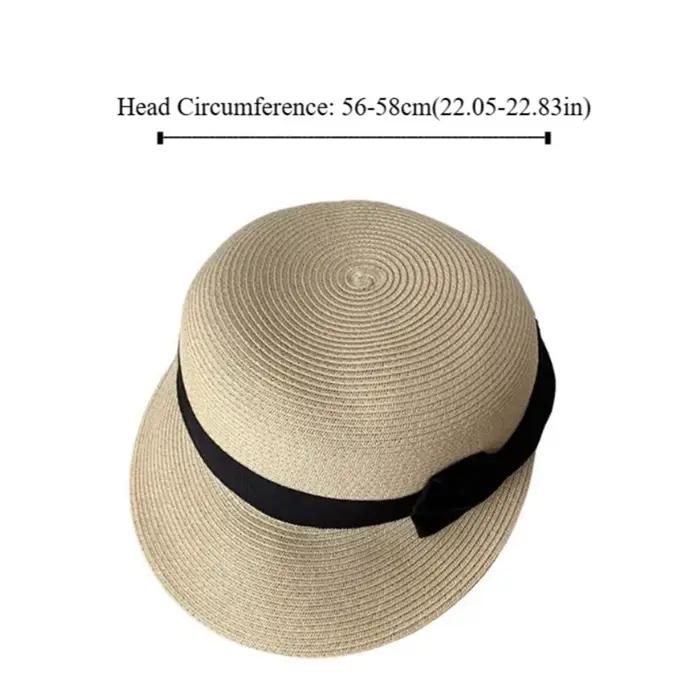Chapeau d'été élégant en paille tressée avec nœud français style décontracté pour femme occasions spéciales été festival plage mariage