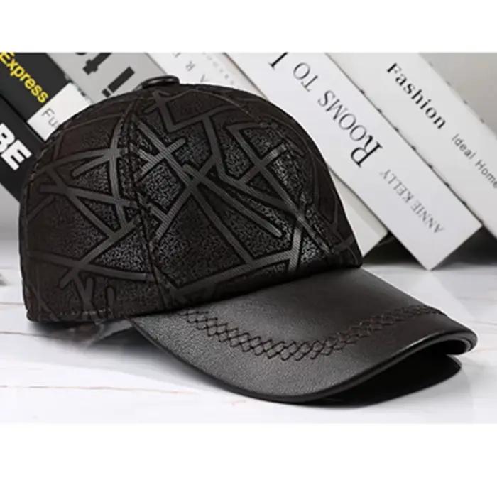 Casquette en cuir véritable naturel