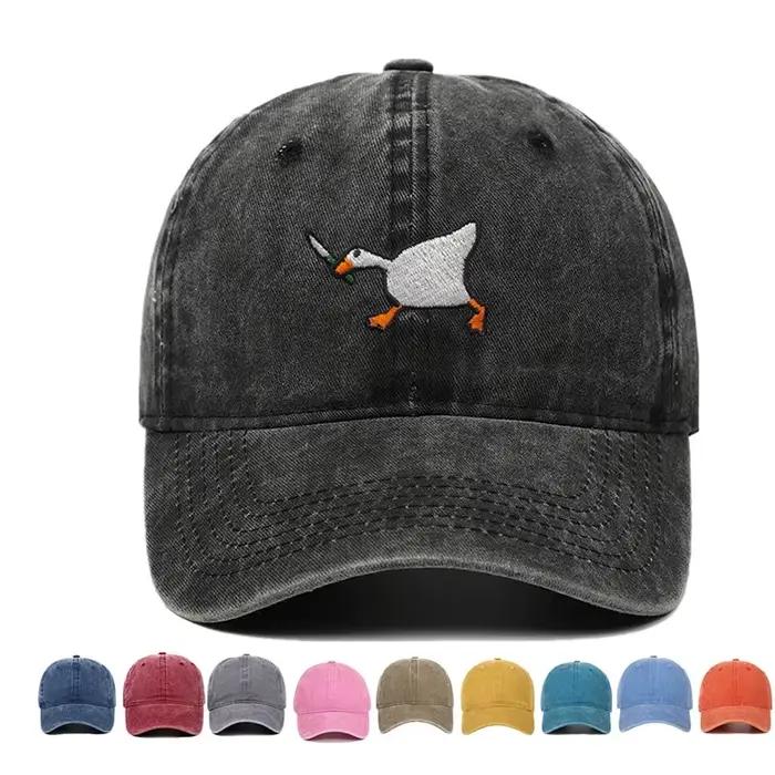 Casquette de baseball brodée avec motif d'oie pour hommes et femmes