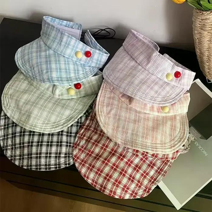 Chapeau de soleil rouge à carreaux pour fille