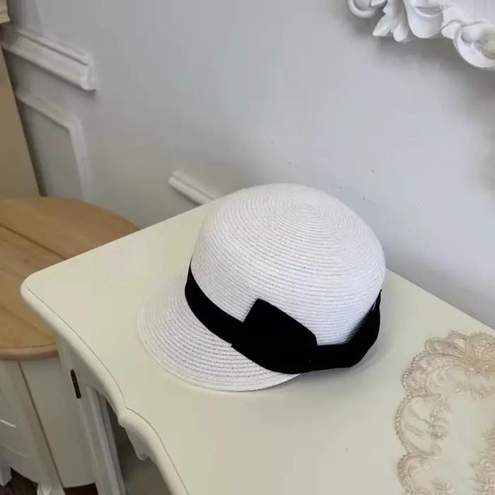 Chapeau d'été élégant en paille tressée avec nœud français style décontracté pour femme occasions spéciales été festival plage mariage